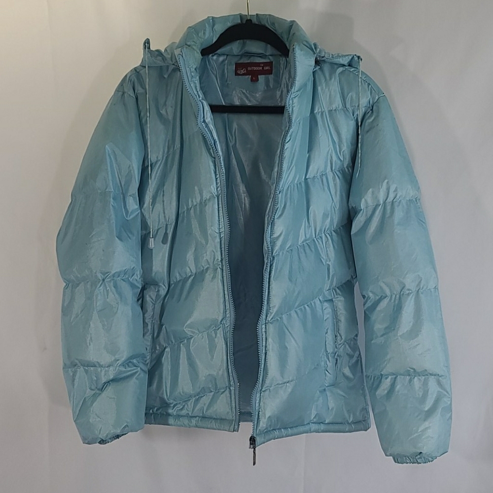 Outdoor Girl puffy snow jacket detachable hoodie